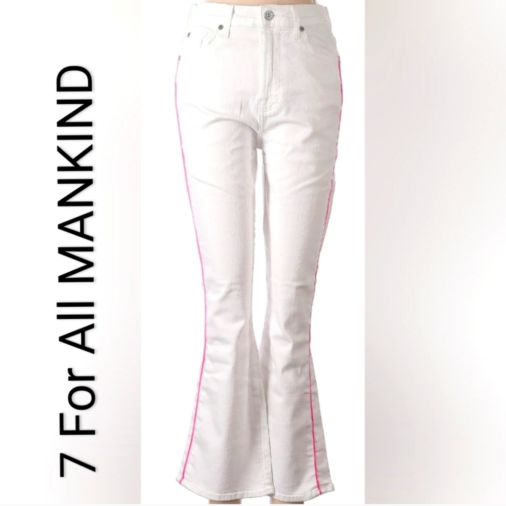 💖7 for ALL MANKIND| 70'S HIGH RISE/KICK FLARE WHITE 🤍 JEAN SIZE 28 💖